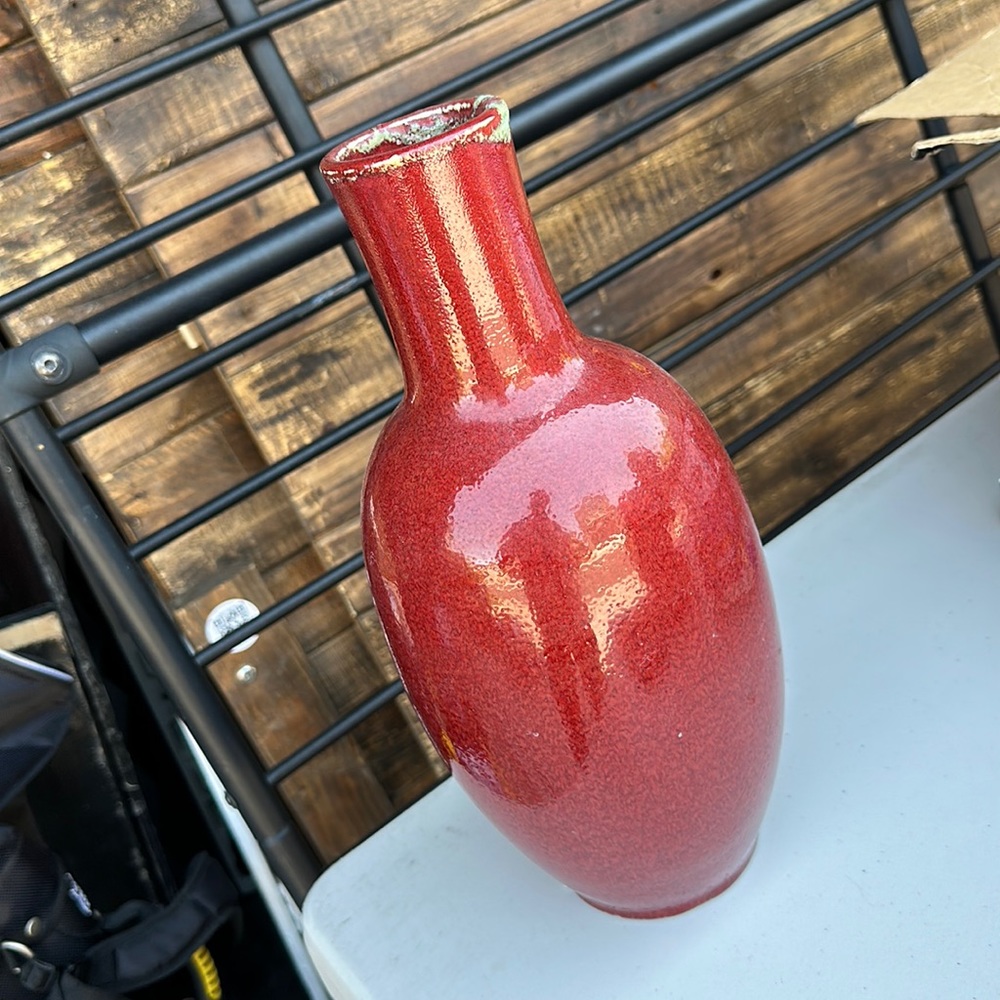 Red ceramic vase